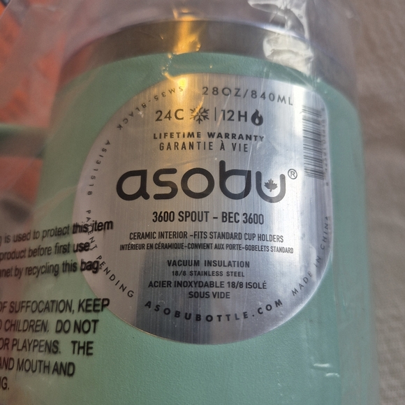 Asobu 360 Vacuum Insulated 28oz Travel Mug light teal, new in box - Picture 8 of 9